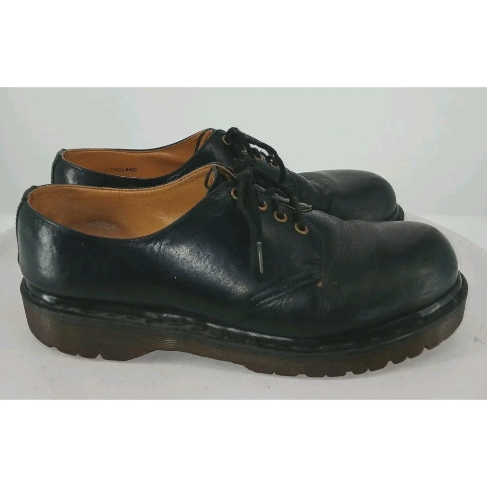 Vintage Dr Martens Shoes Mens US 10 Black Leather Oxfords England  C131